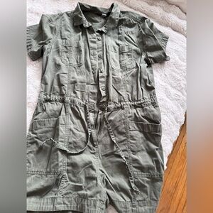 Old Navy Army Green Short Sleeve Utility Romper